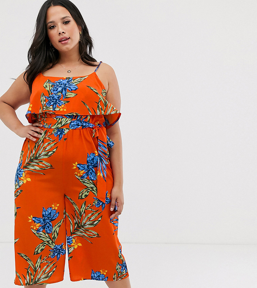 Influence Plus overlay jumpsuit in bright floral print