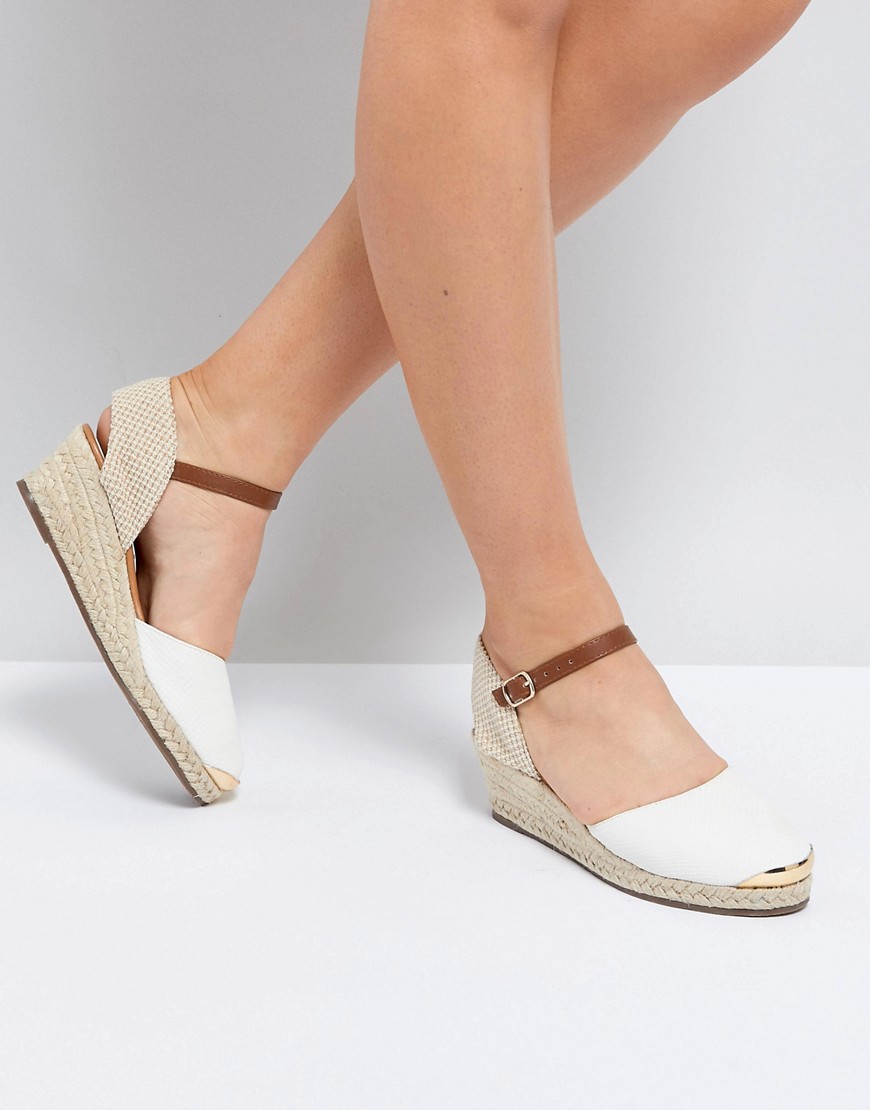 Miss KG Wedge Espadrille With Ankle Strap - White