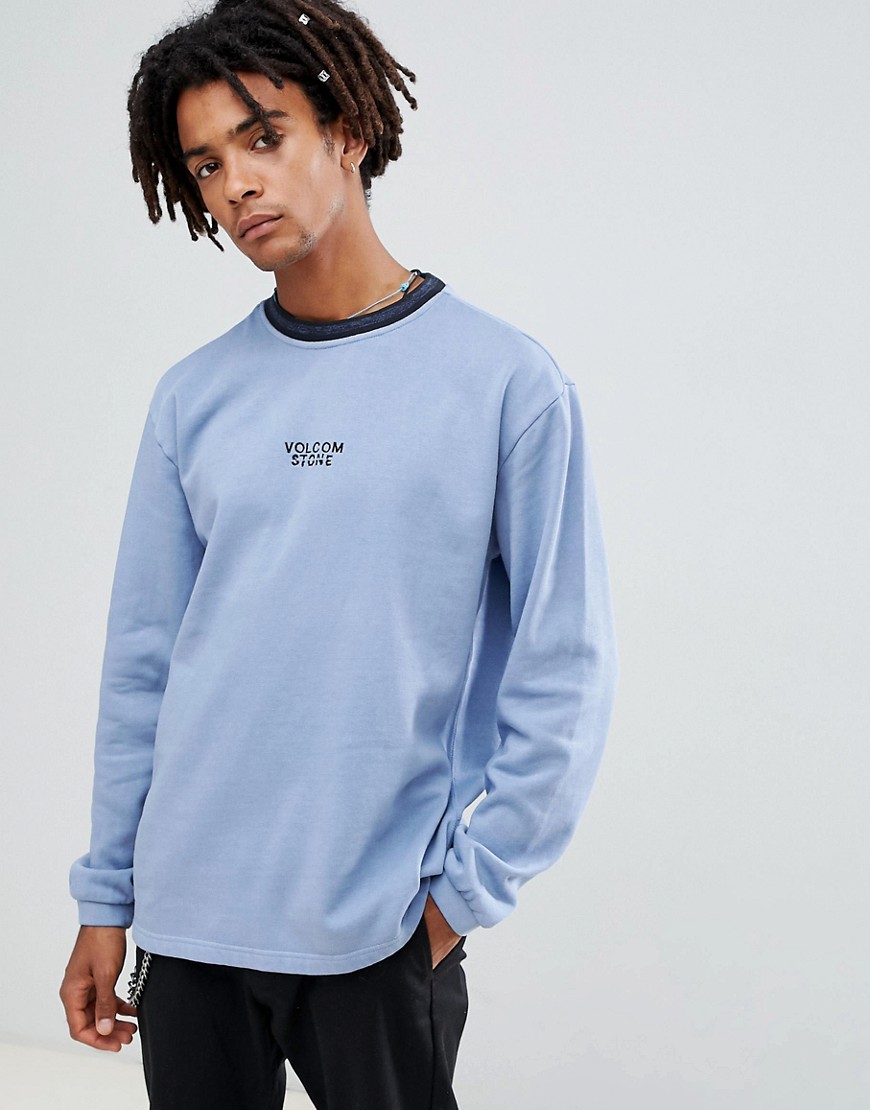 Volcom noa noise sweatshirt with embroidered logo in blue