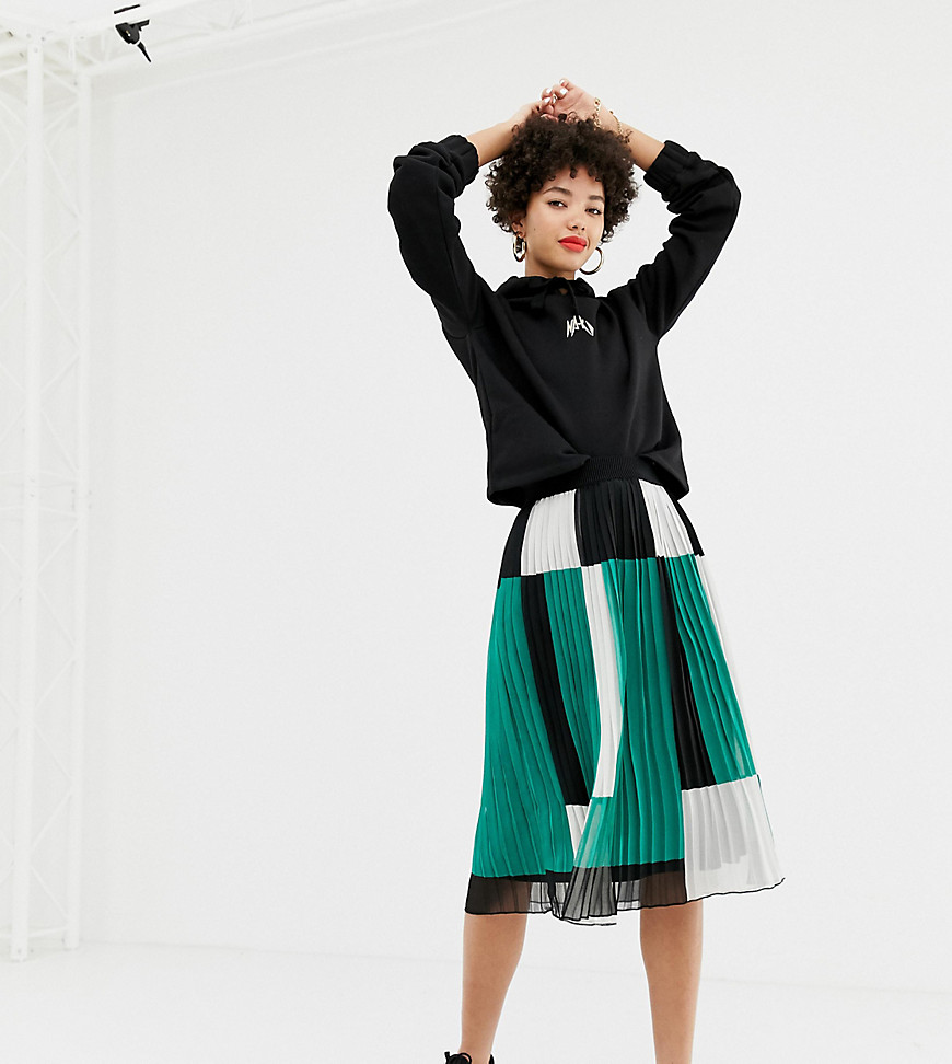 Na-kd pleated skirt with block colour detailing