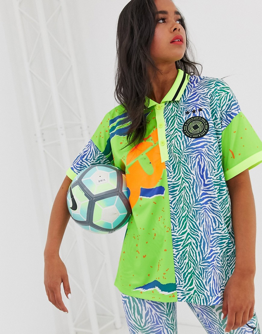 ASOS 4505 football t-shirt with collar in spliced pattern