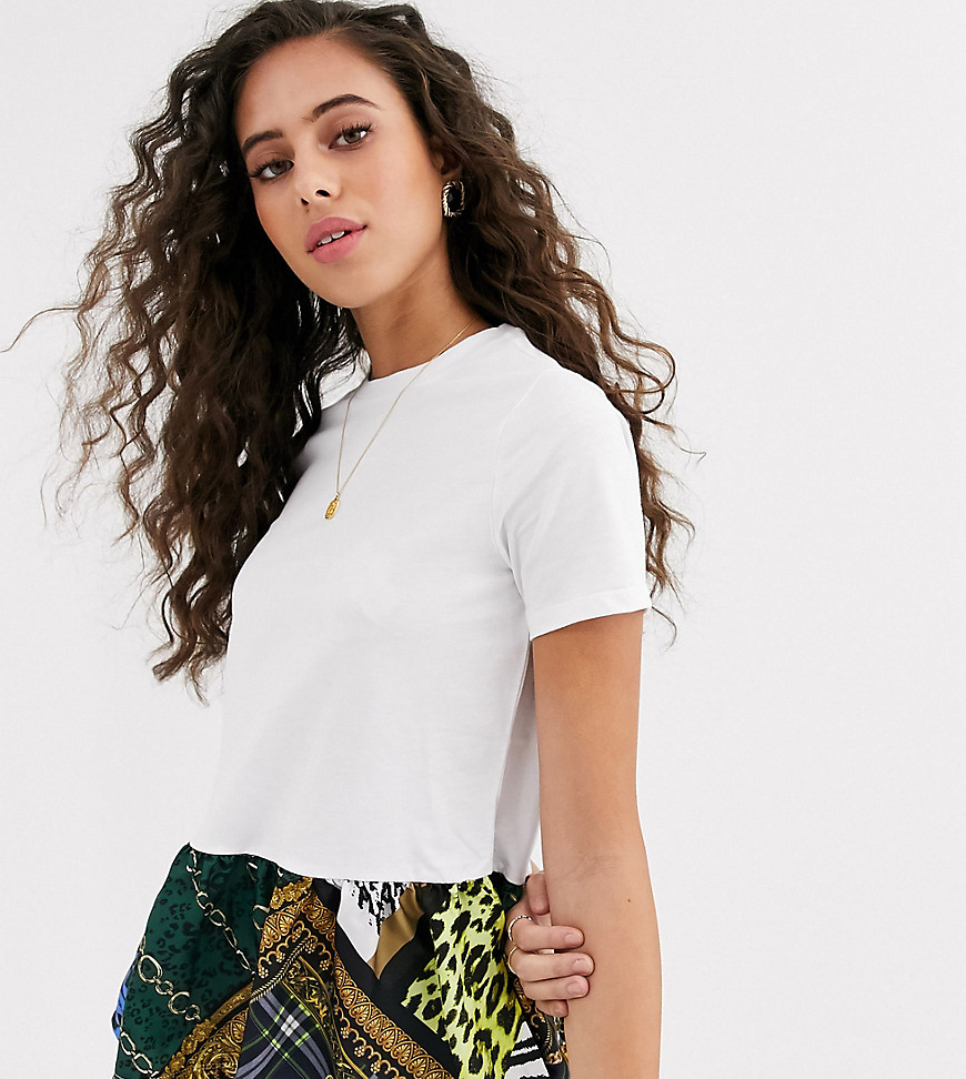 River Island Petite t-shirt with contrast peplum in white
