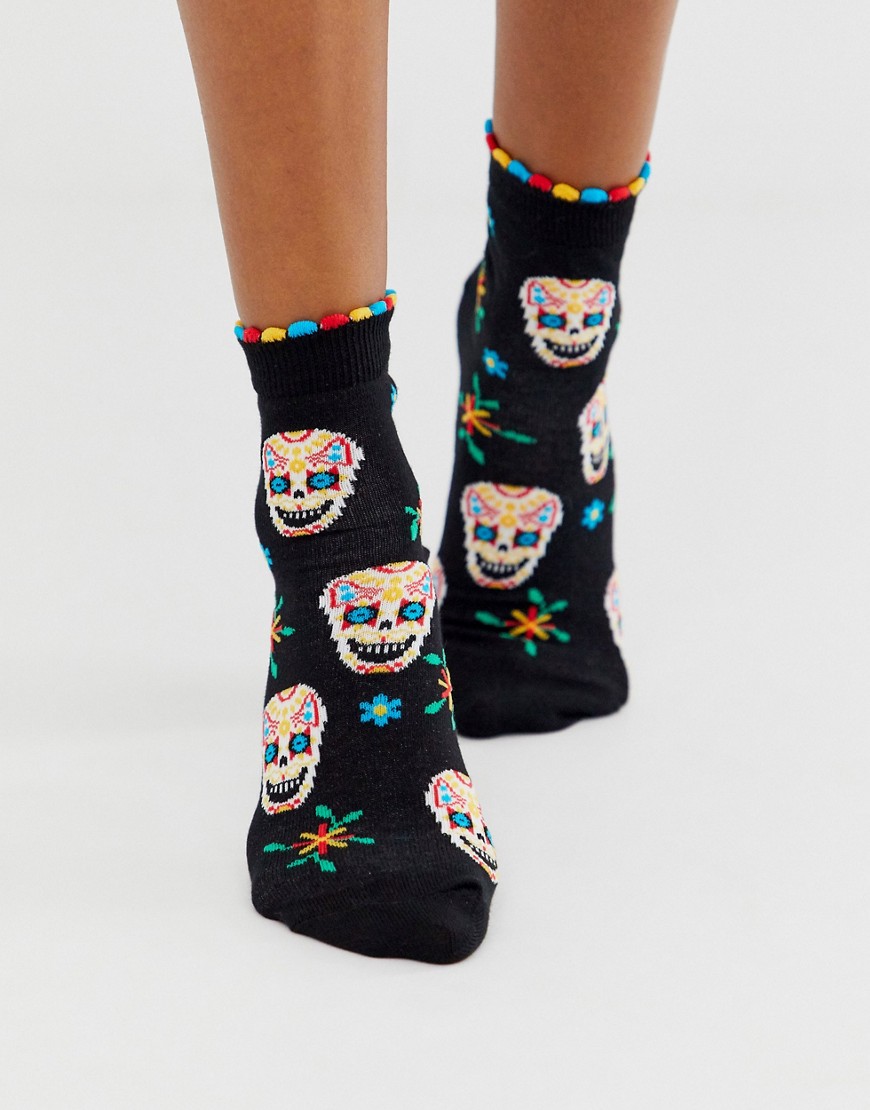 ASOS DESIGN Halloween skull socks