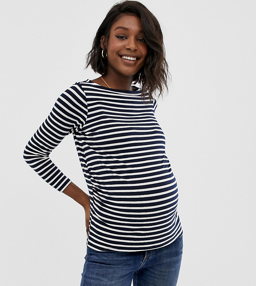 ASOS DESIGN Maternity stripe slouchy long sleeve t-shirt in stripe