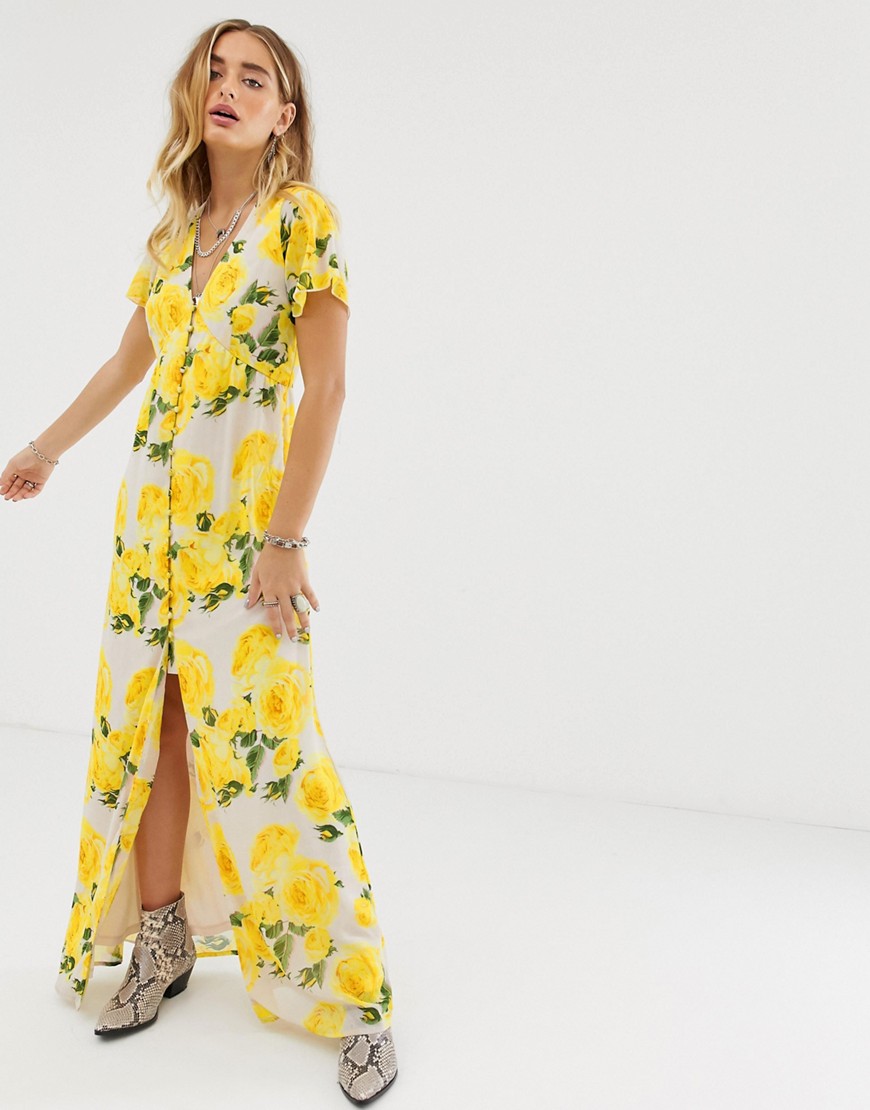 Sacred Hawk button front maxi dress in floral