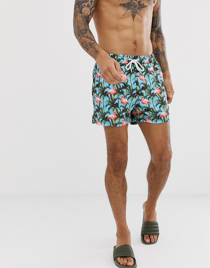 New Look swim shorts in flamingo print