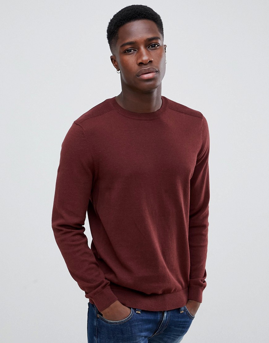 New Look jumper with crew neck in burgundy