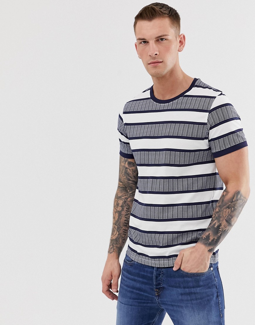 Jack & Jones Core t-shirt with all over brand print stripe