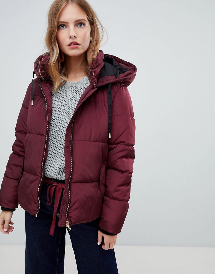 Only quilted metallic detail padded jacket