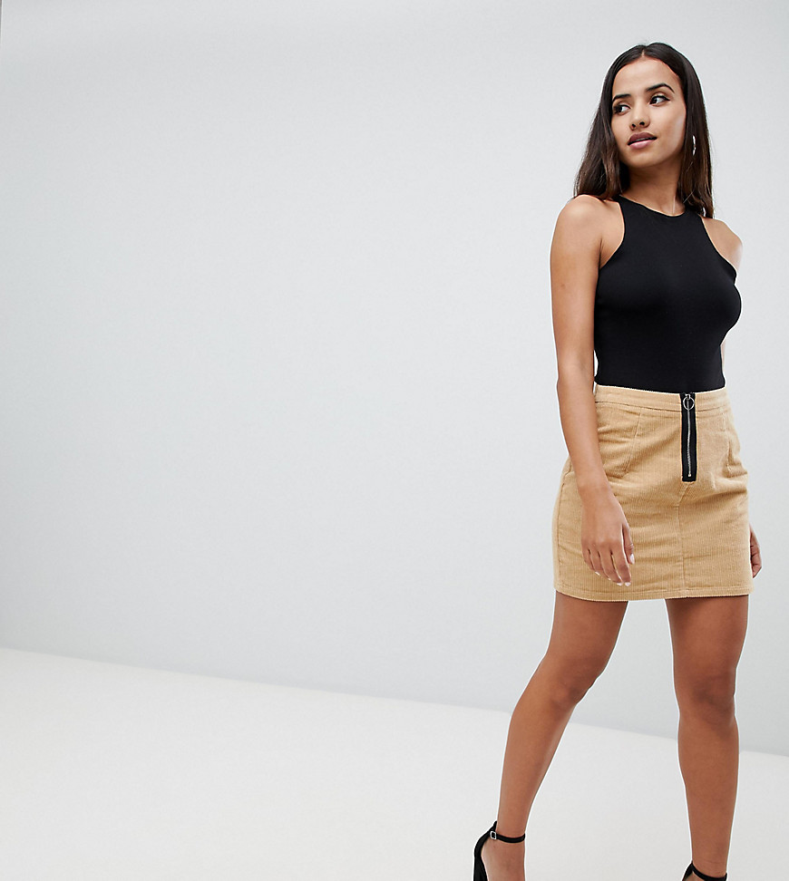 Missguided Cord Zip Front Mini Skirt