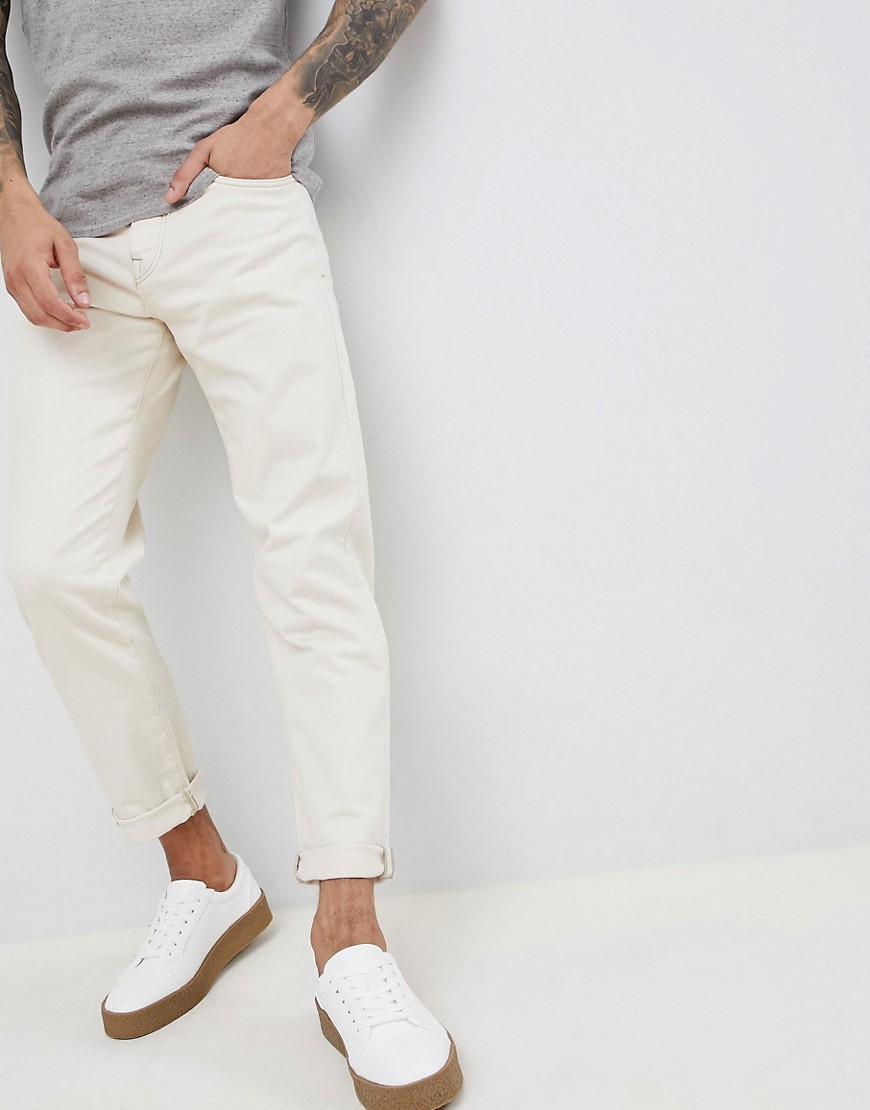 Selected Homme Slim Tapered Jeans In White Denim