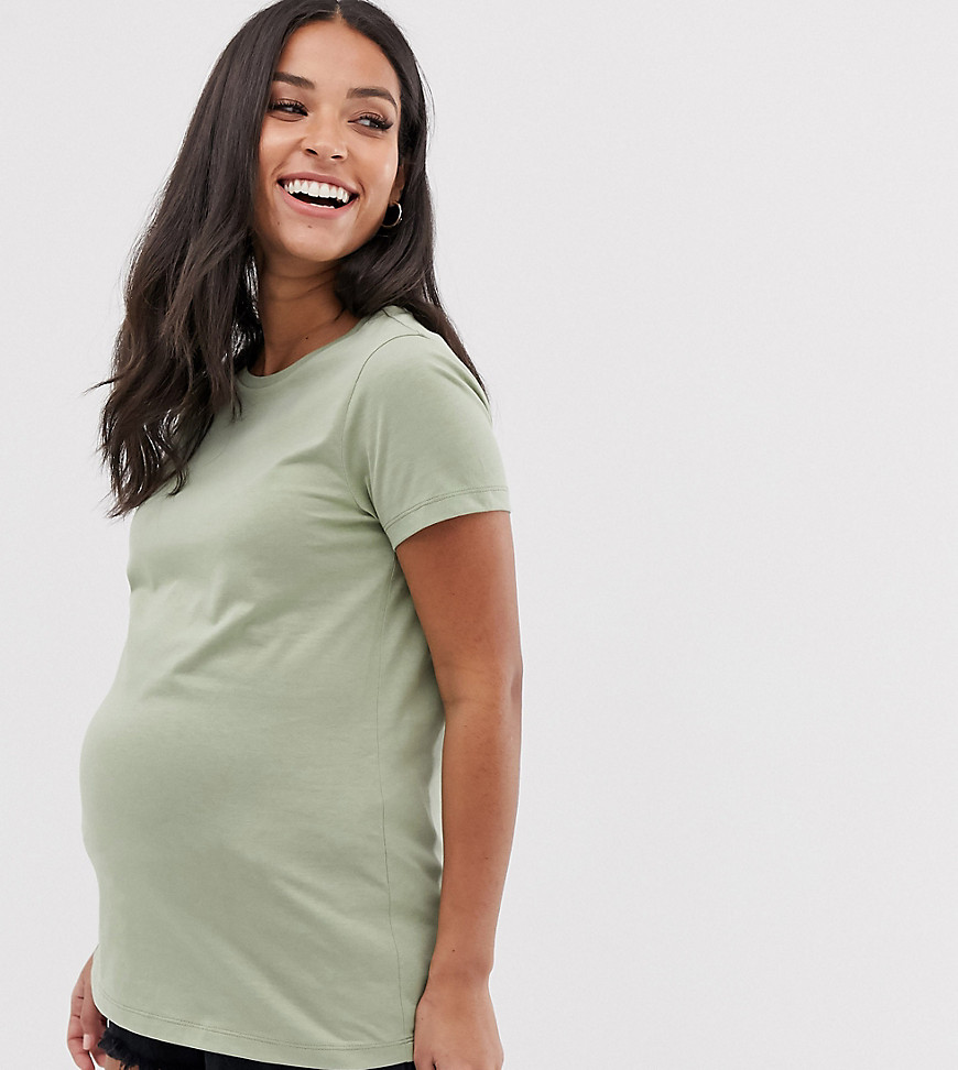 ASOS DESIGN Maternity ultimate t-shirt with crew neck in khaki