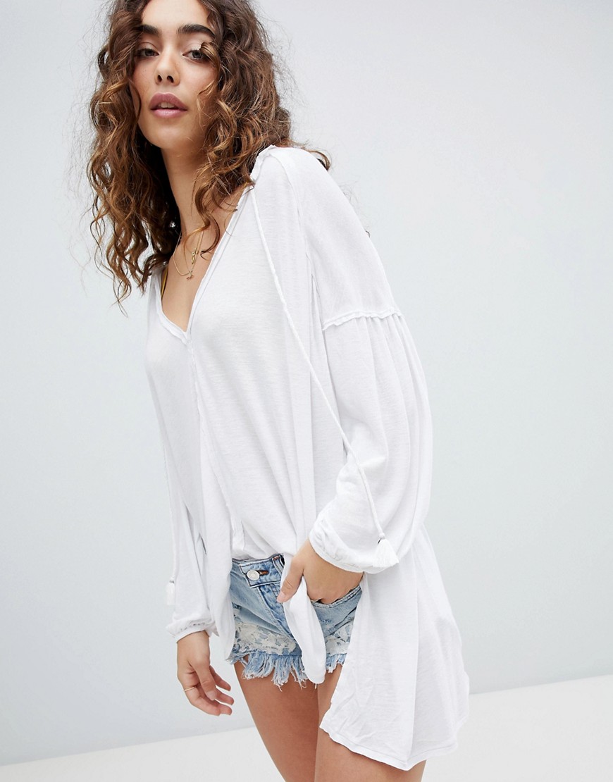 Free People Just A Henley v-neck top - White