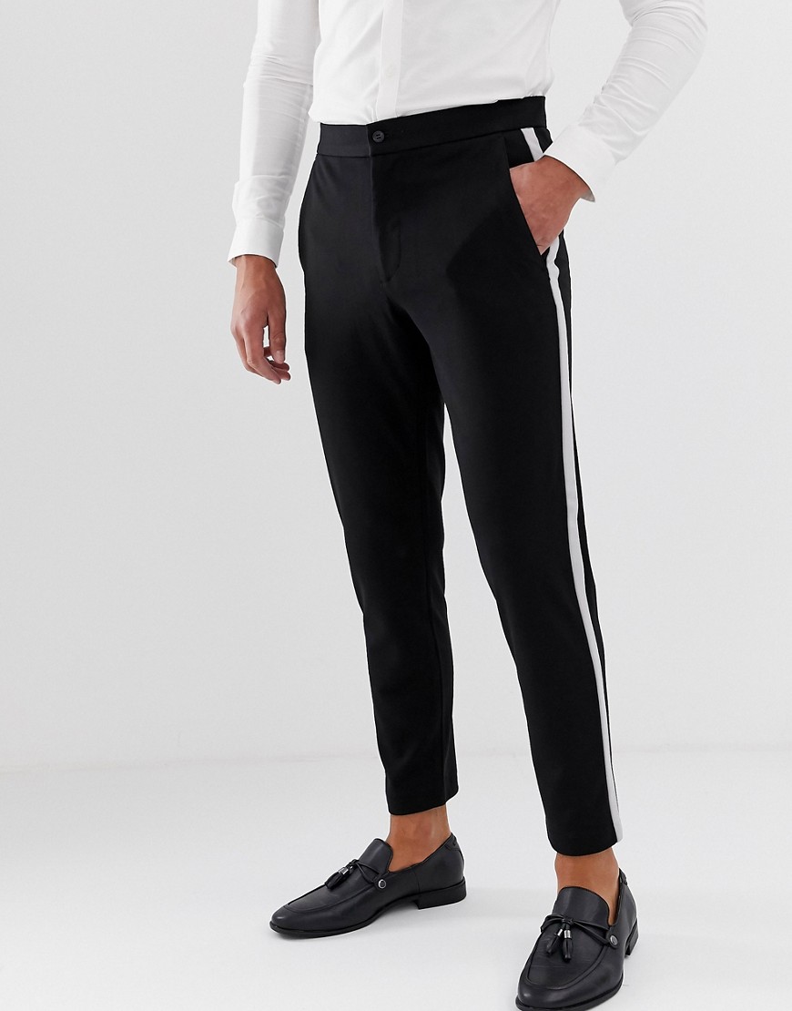 Lindbergh relaxed fit trousers in black with side stripe