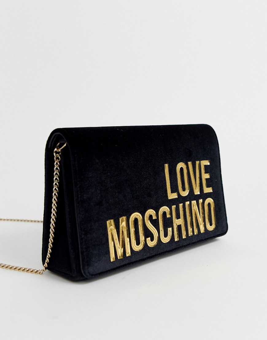 Love Moschino velvet logo cross body bag