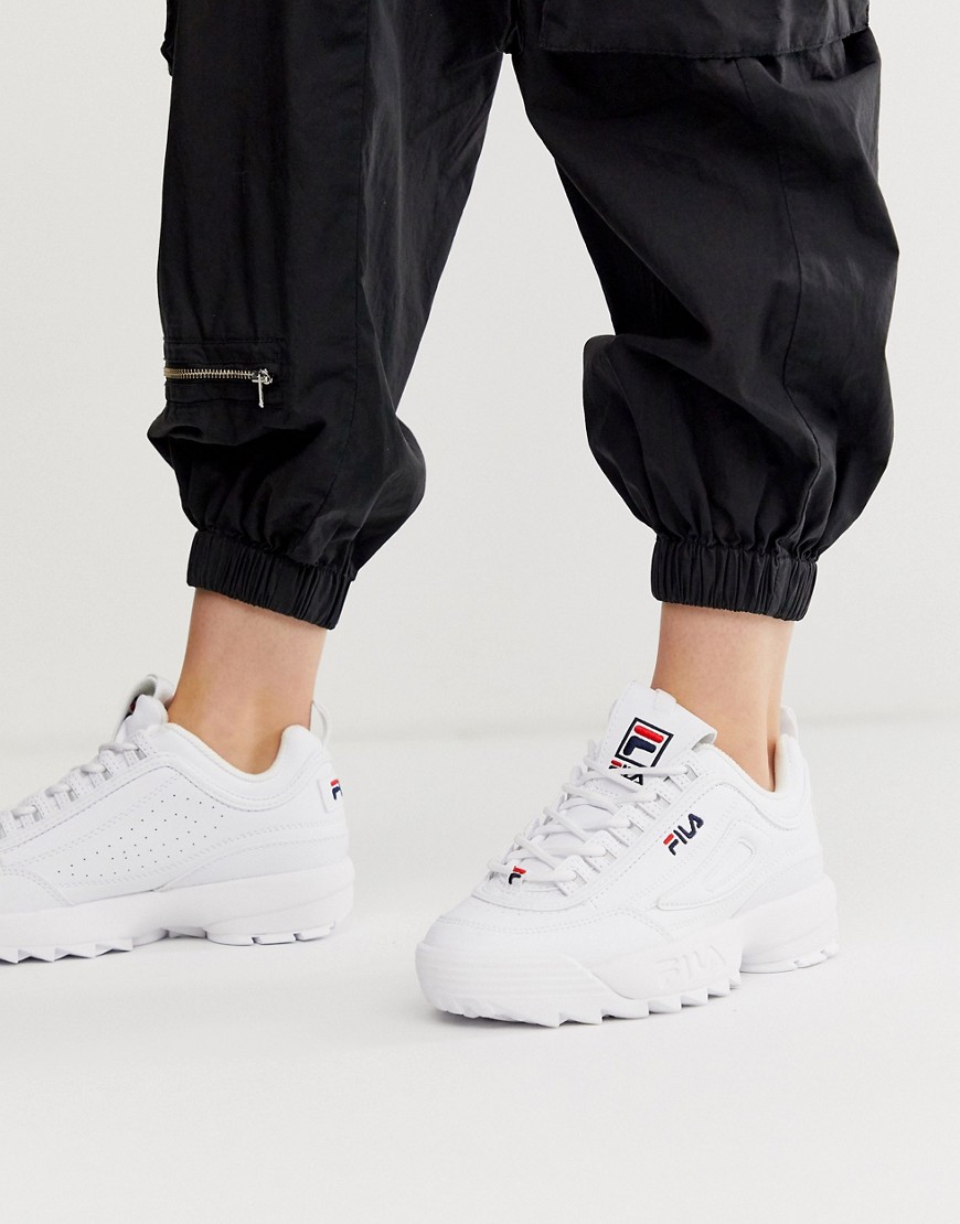 Fila Disruptor faux leather trainers in white