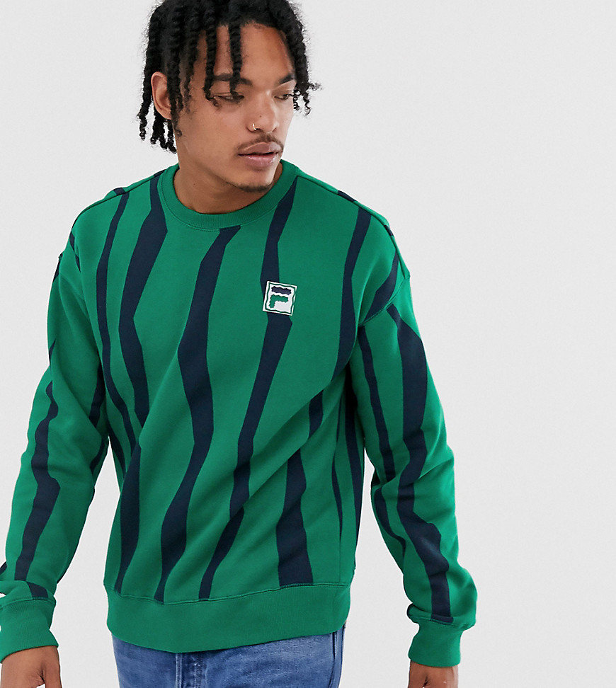 Fila Tribe sweat with badge in green exclusive at ASOS