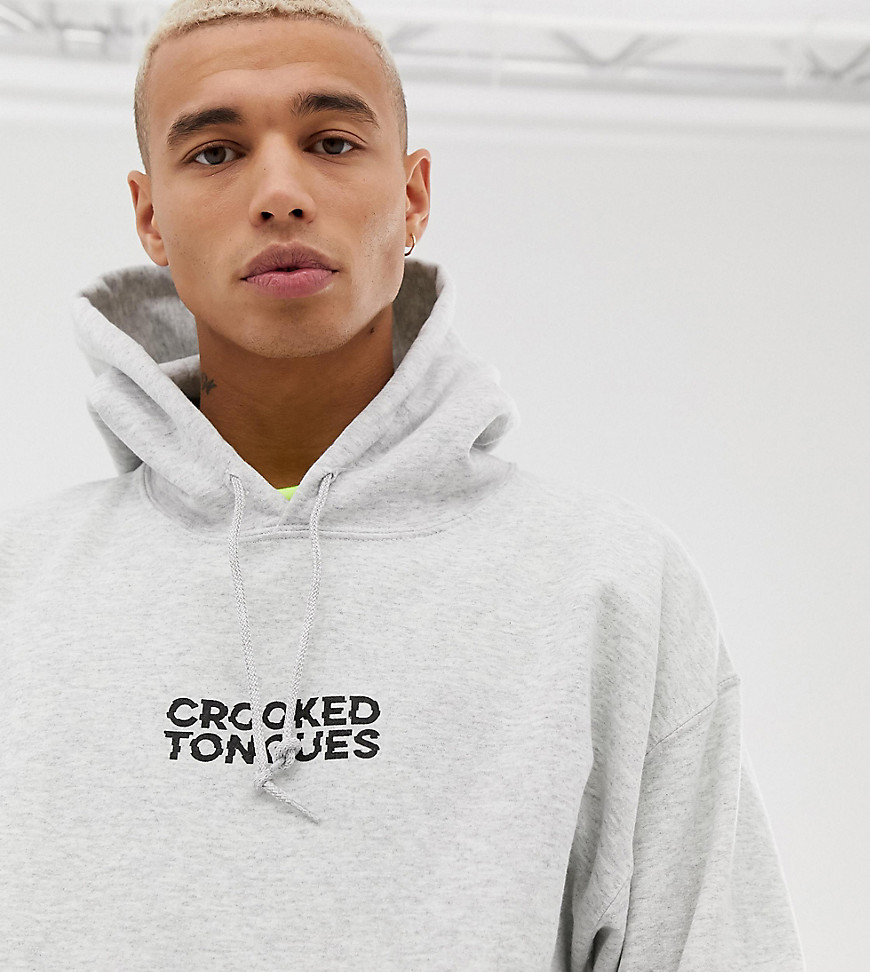Crooked Tongues hoodie with logo print in grey