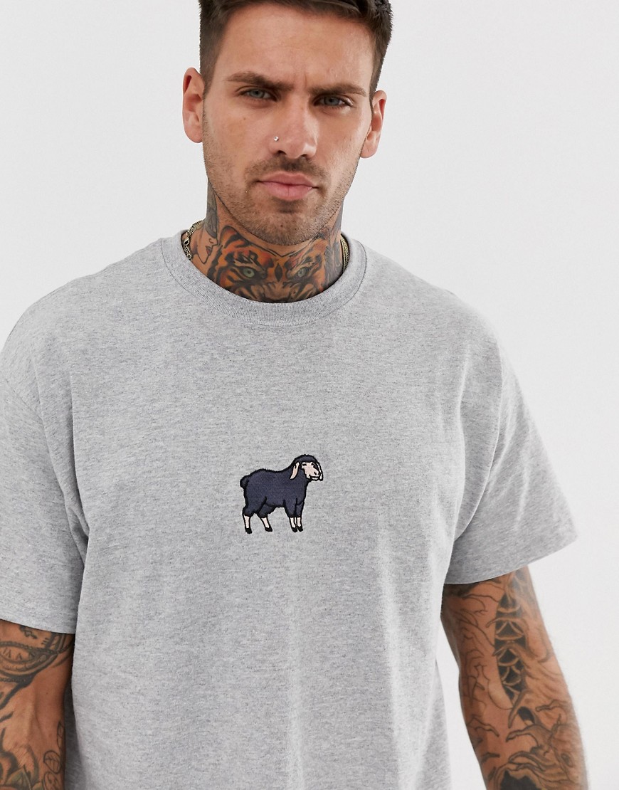 New Love Club sheep embroidered t-shirt in oversized