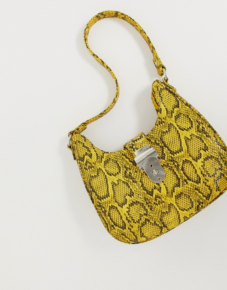 Asos Design 90s Snake Bag With Western Detail-yellow