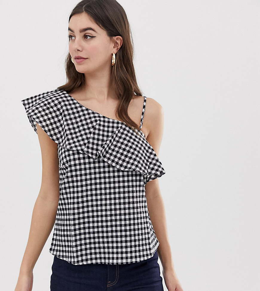 New Look Tall gingham one shoulder top