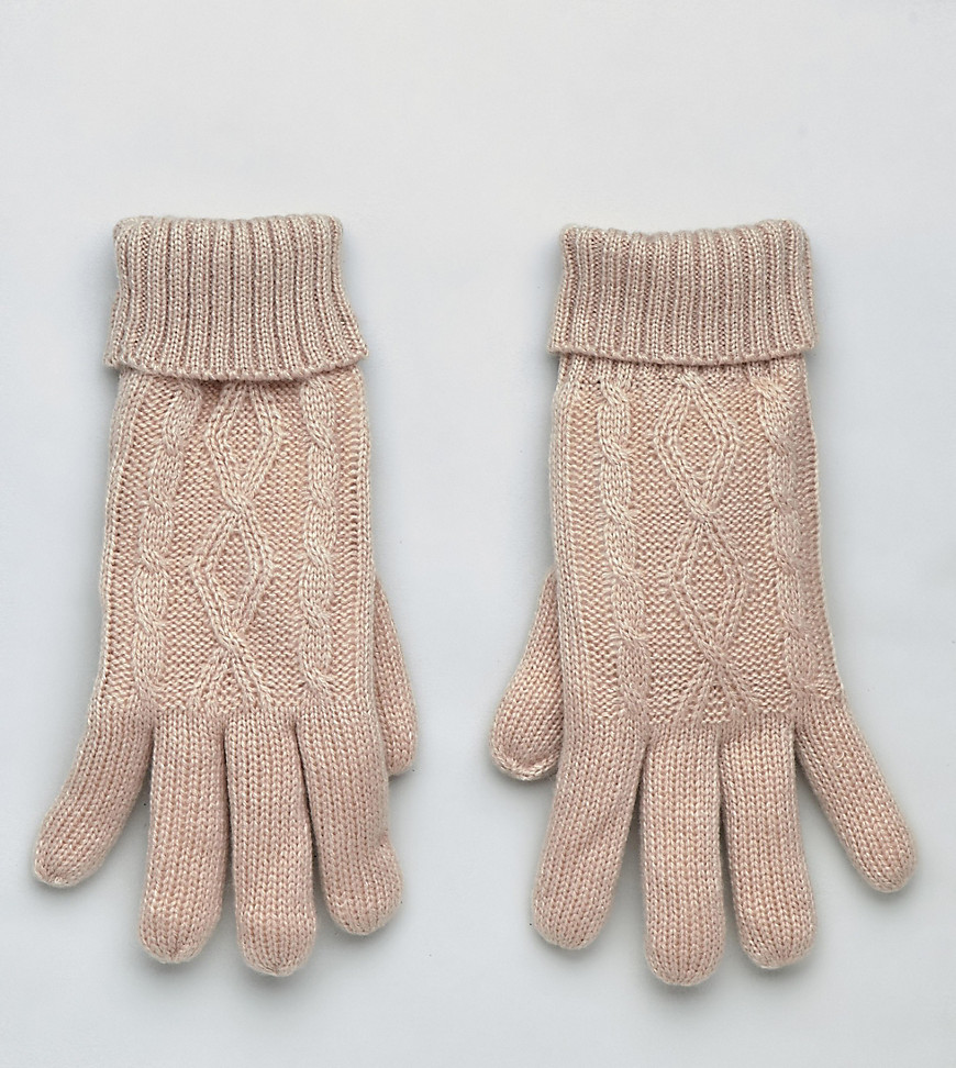 Stitch & Pieces blush cable knit gloves