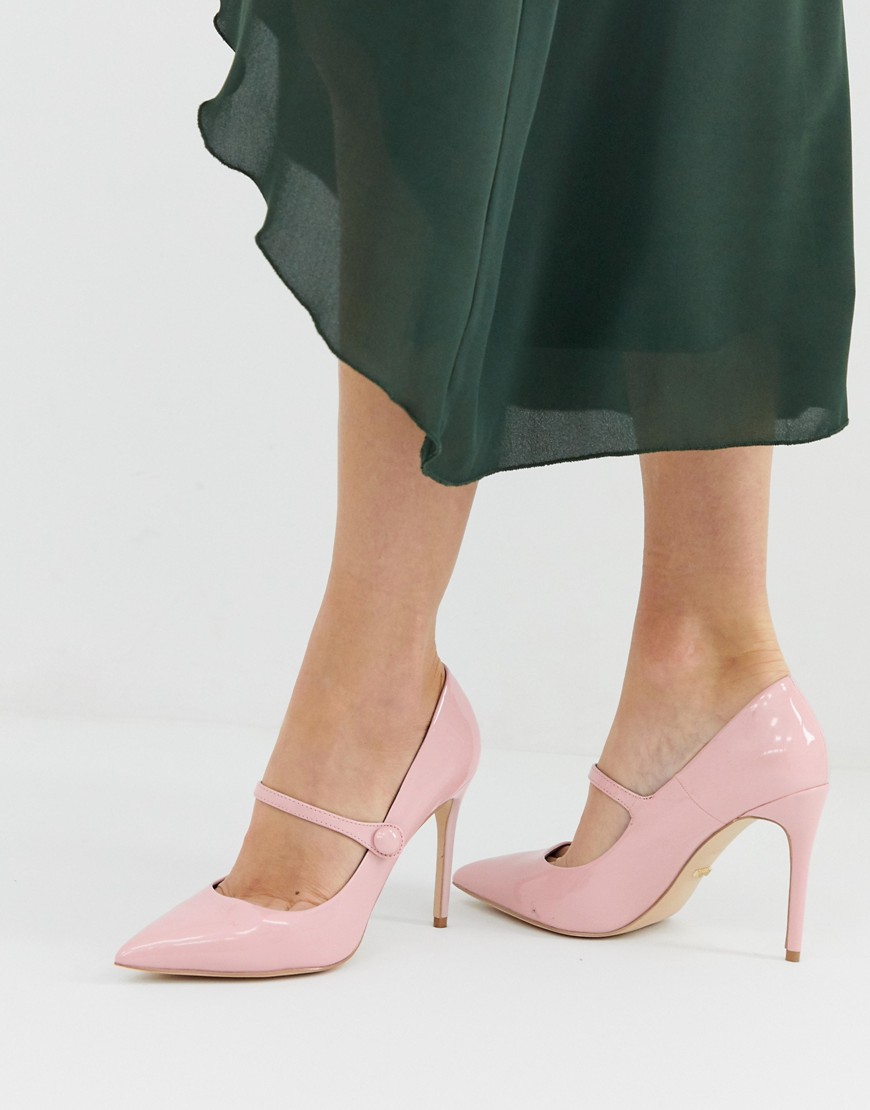Faith Charlie pink patent mary jane court shoes