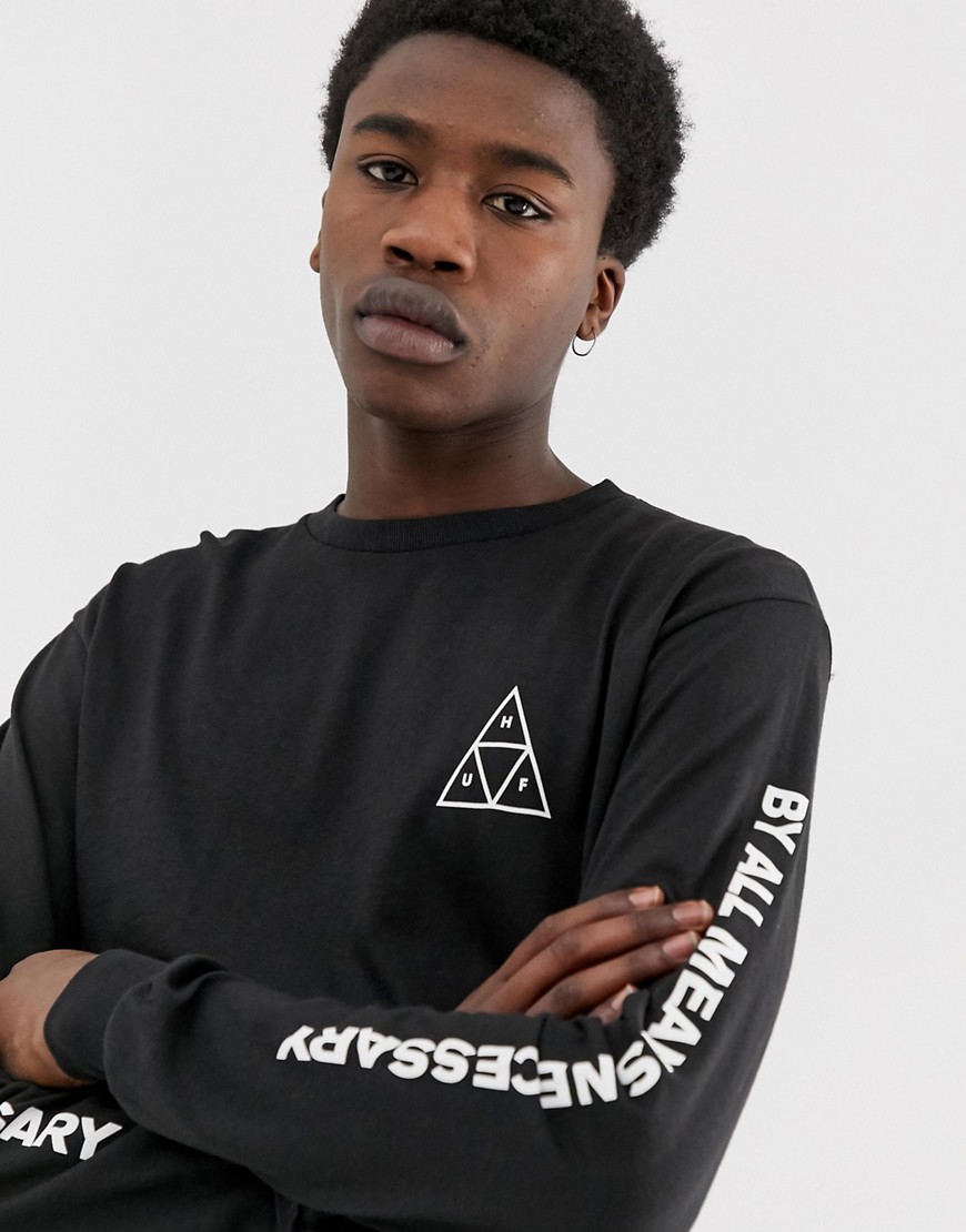 HUF triple triangle long sleeve t-shirt in black