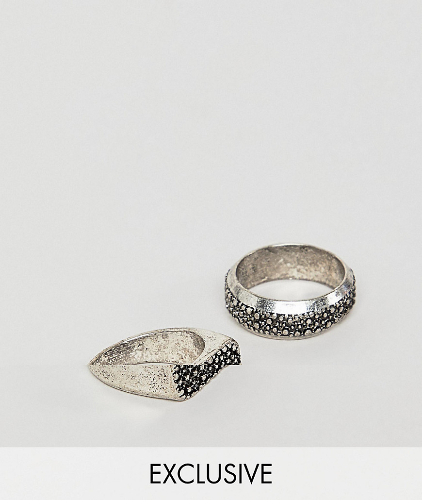 Reclaimed Vintage inspired signet ring pack exclusive at ASOS - Silver