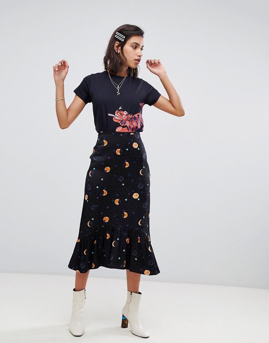 Fabienne Chapot midi skirt in over the moon print