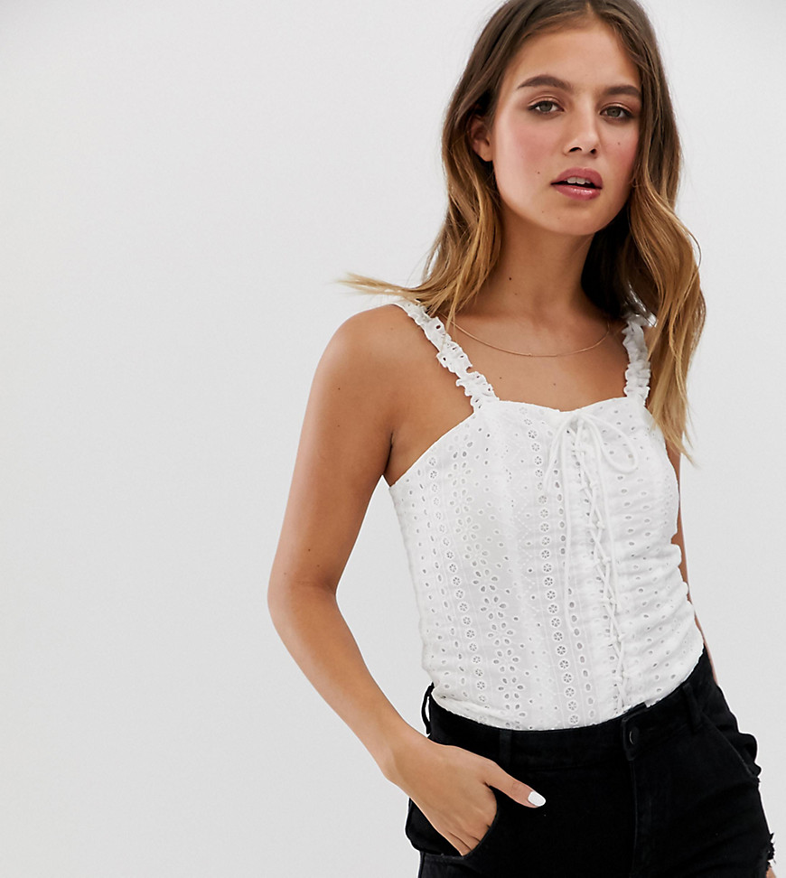 New Look cami with frills in white