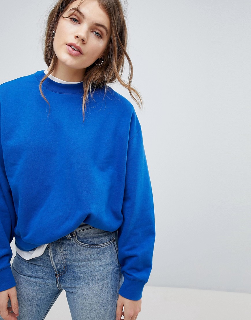 Weekday Cropped Sweatshirt - Blue dark