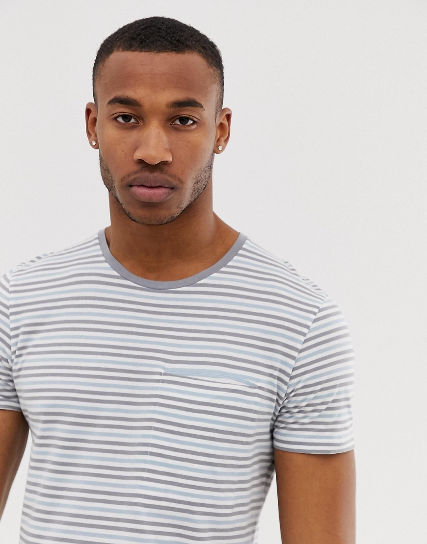 Selected Homme stripe t-shirt with pocket in organic cotton
