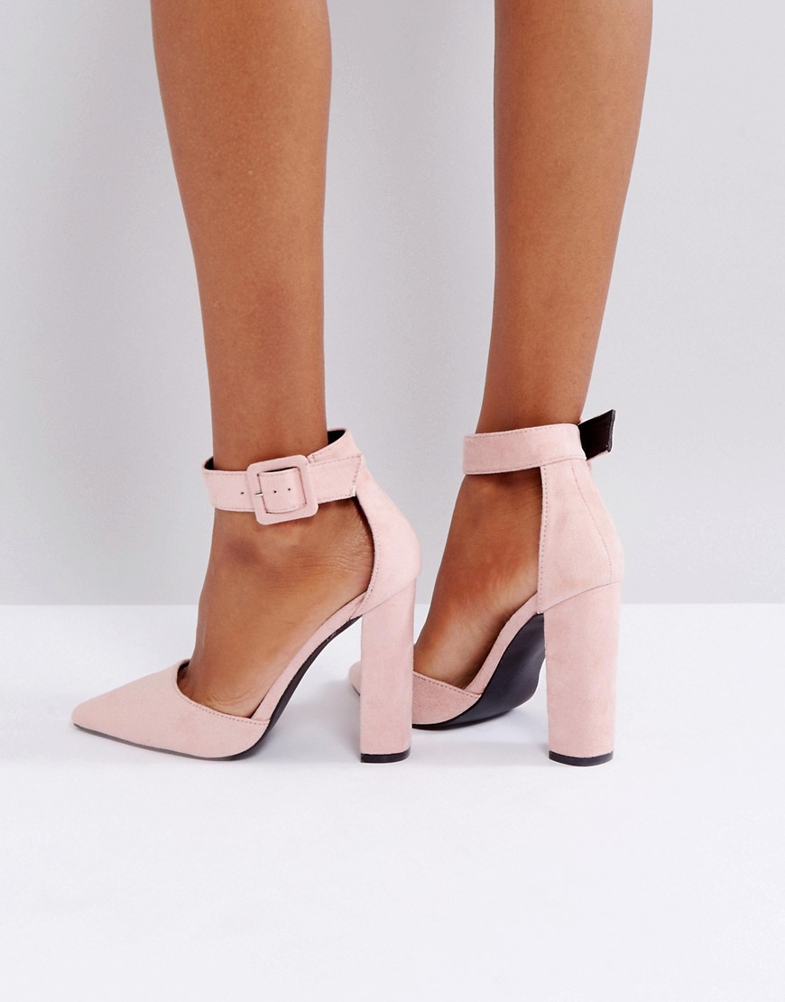 Glamorous Dusty Pink Block Heeled Shoes - Blush/nude
