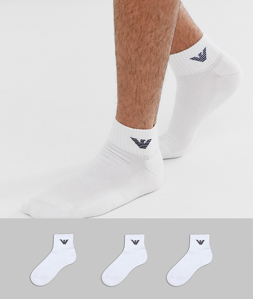 Emporio Armani 3 pack trainers socks in white