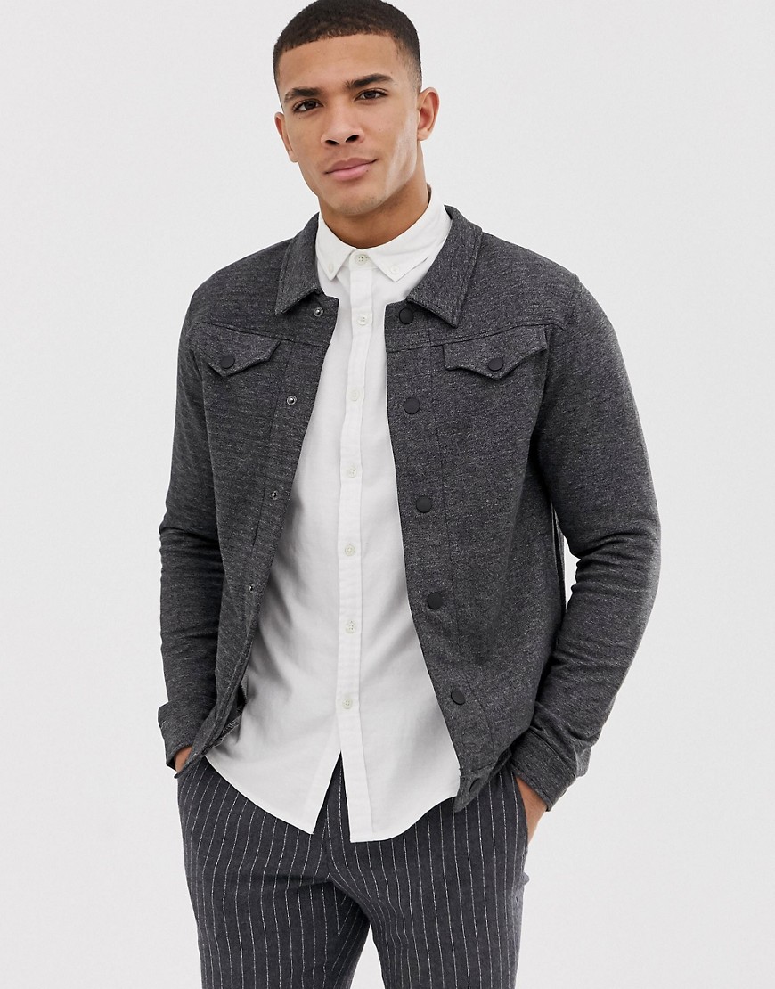 Jack & Jones Premium Knitted Overshirt With Chest Pockets