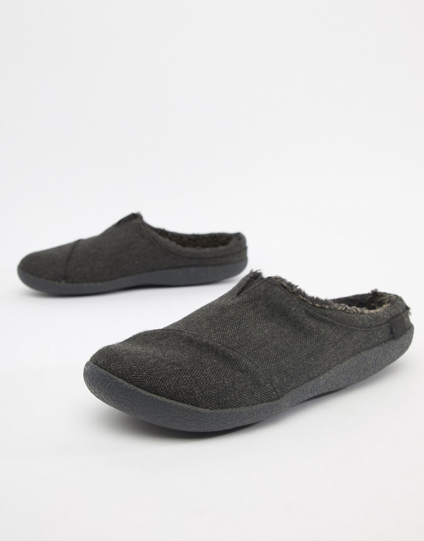 Toms Berkeley Herringbone Slippers In Black Wool - Black