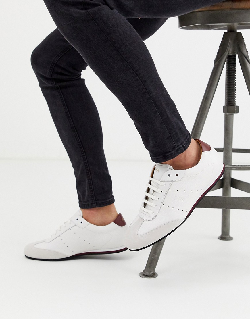 BOSS Lighter Lowp leather trainers in white