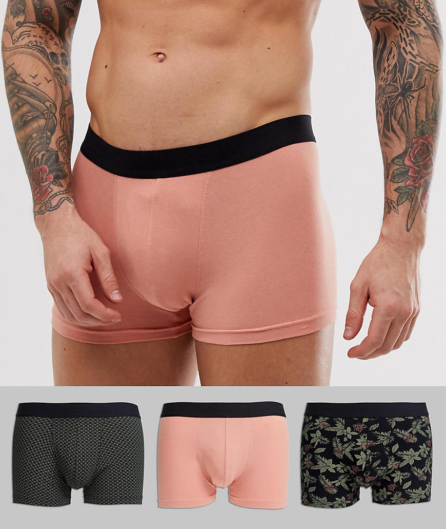 New Look trunks with floral prints in pink 3 pack