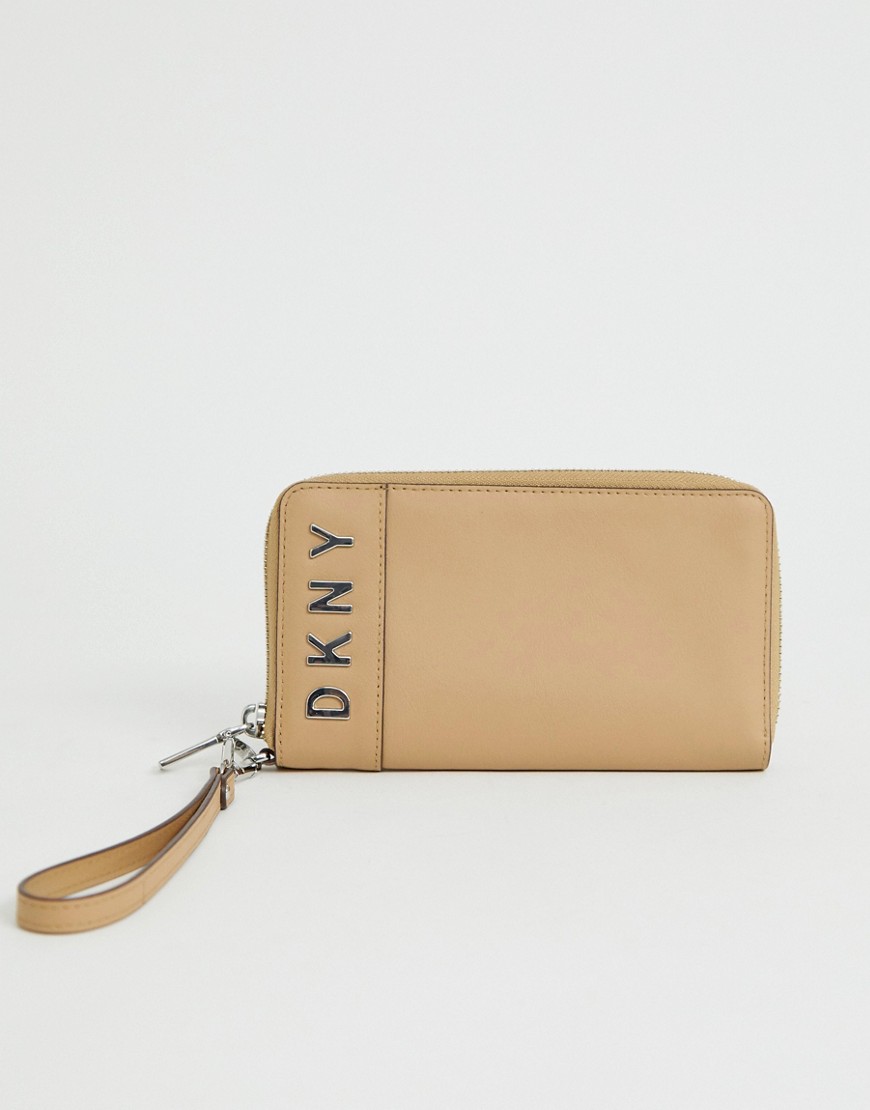 DKNY logo detail zip around purse with wristlet detail