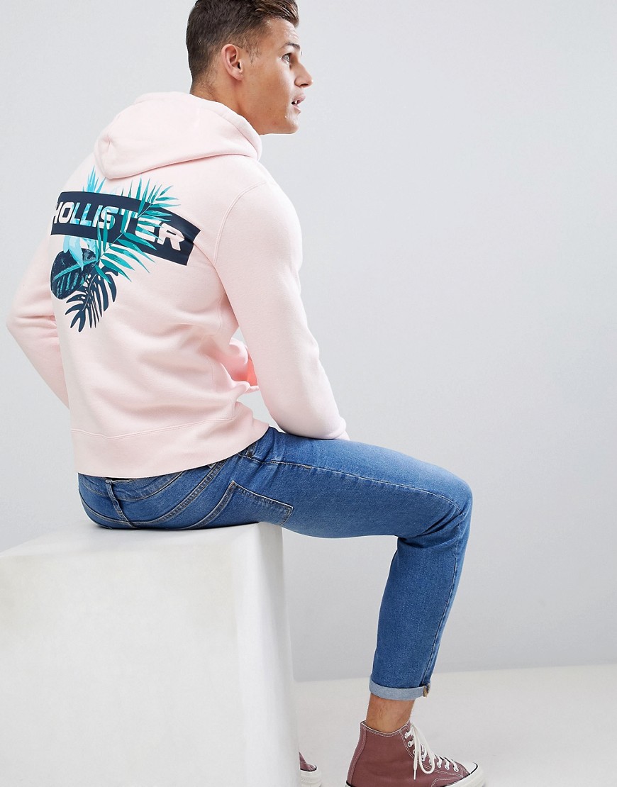 Hollister back print solid hoodie in pink - Light pink