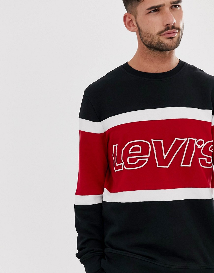 Levi's cut & sew colourblock chest logo sweatshirt in black/red