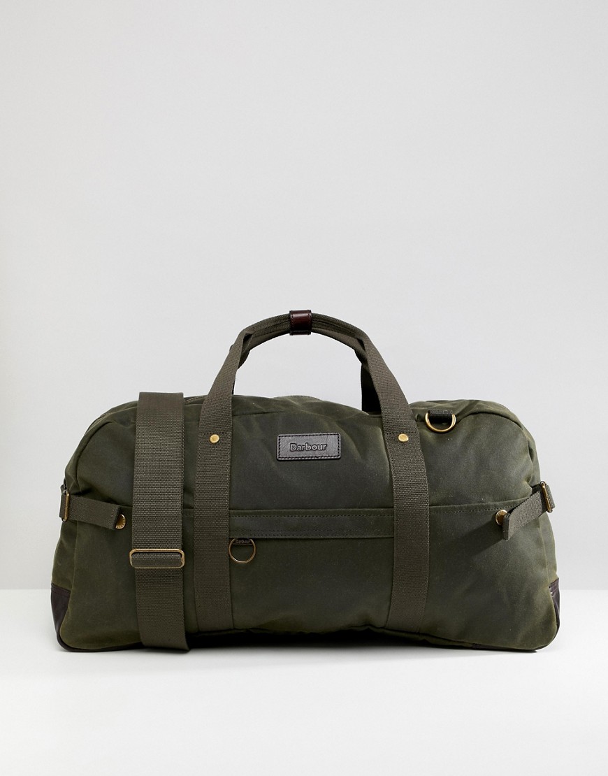 Barbour Gamefair wax leather holdall in green - Green
