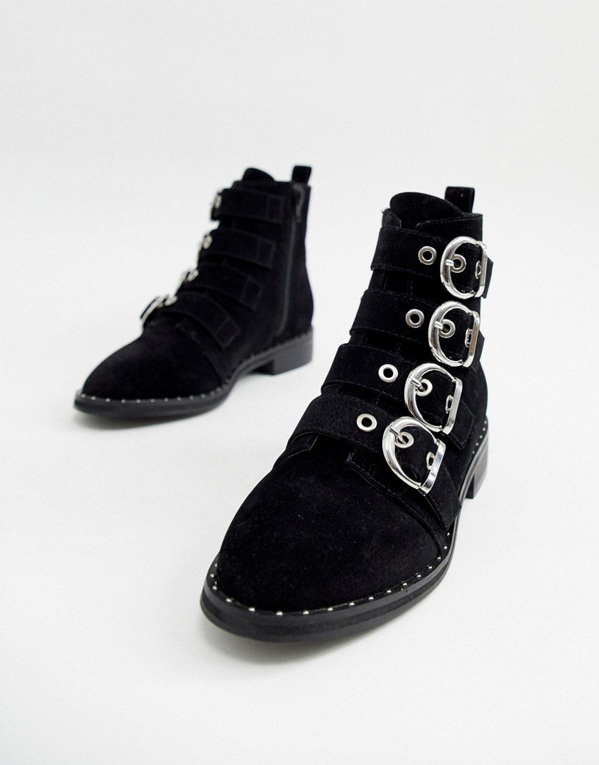 Pimkie buckle detail studded boots - Black