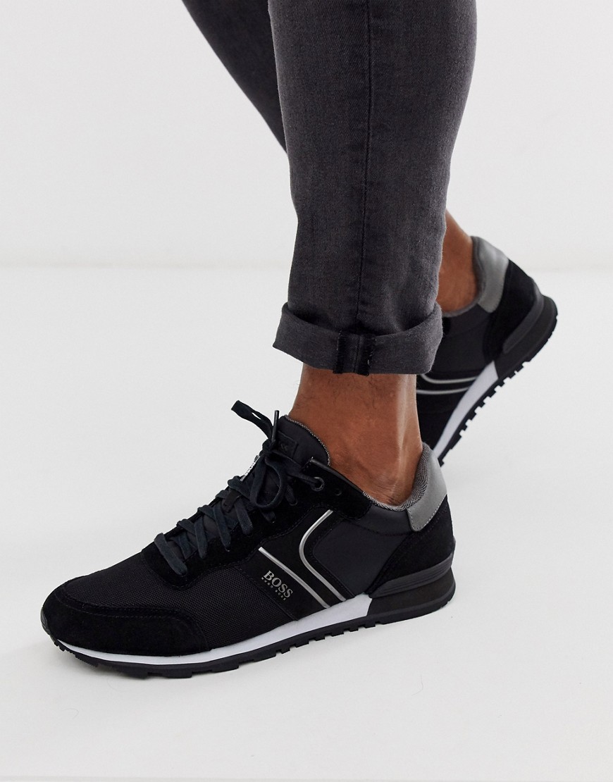 BOSS Parkour logo trainers with metallic detail in black