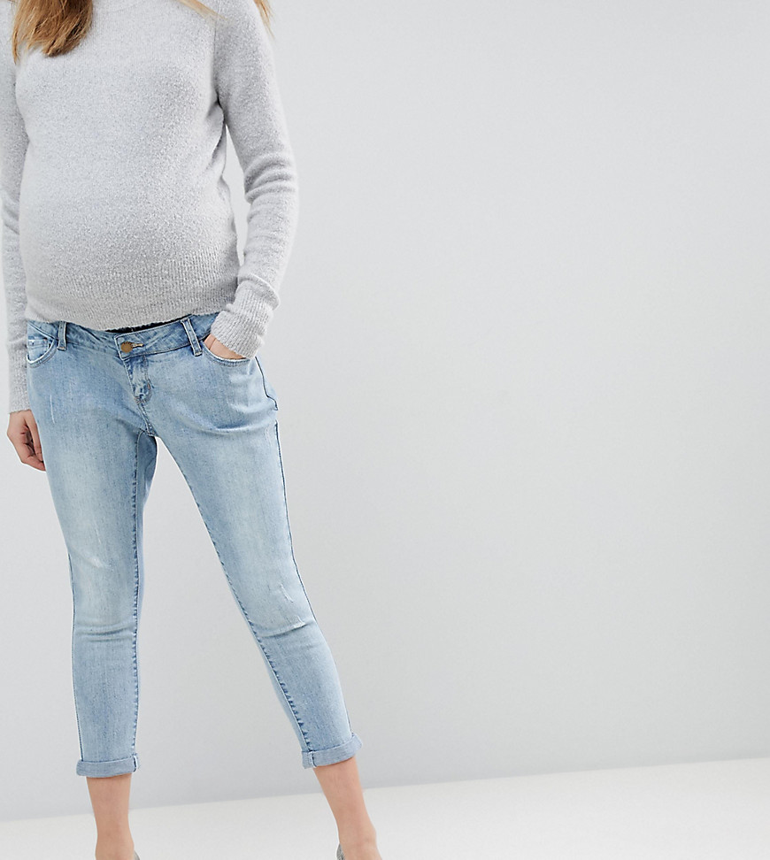 Bandia Maternity Over The Bump Boyfriend Jean With Removable Bump Band - Abused light wash