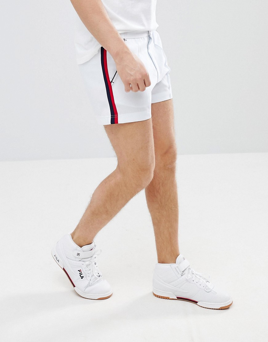 Fila Vintage stripe detail retro shorts in white - White