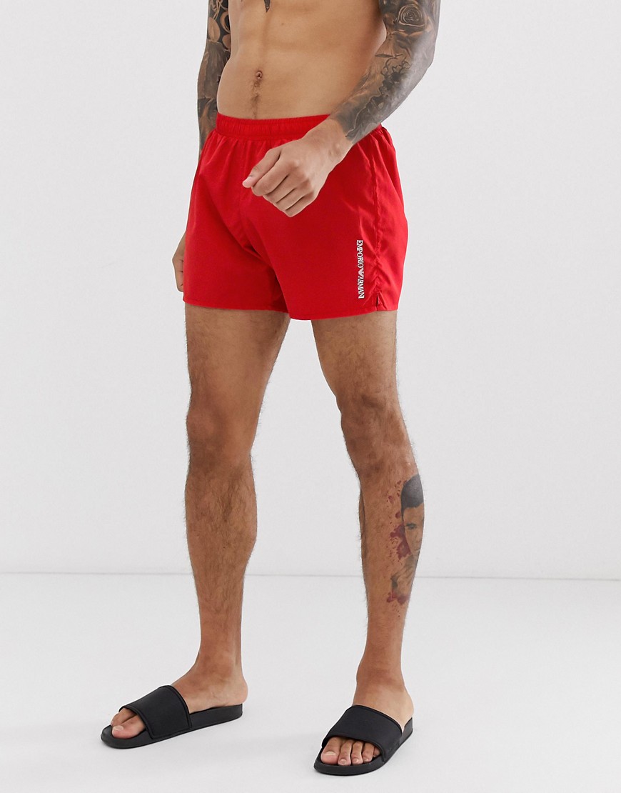 Emporio Armani logo swim shorts in red