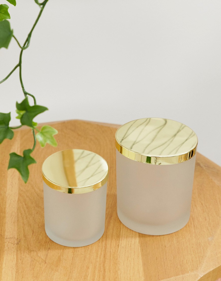 Bloomingville set of two glass storage jars with gold lids