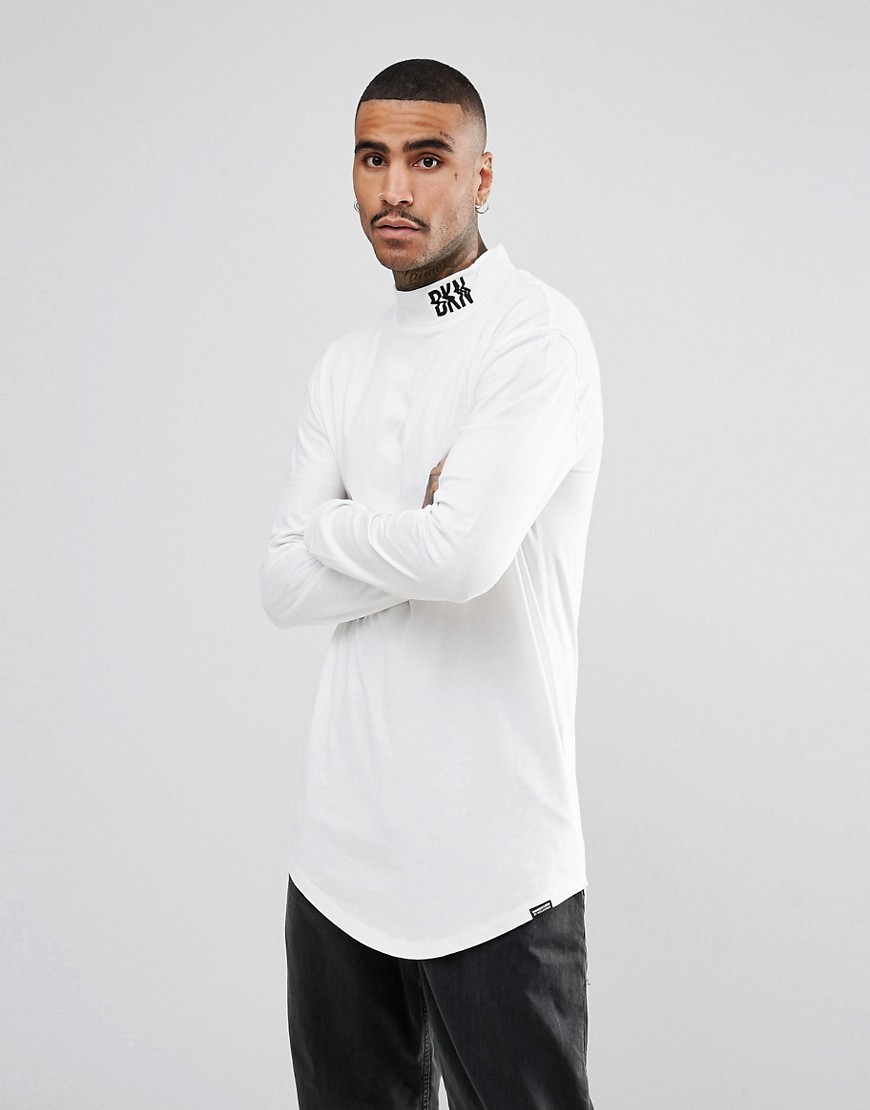 Brooklyns Own Long Sleeve T-Shirt In White With Printed Turtle Neck - White